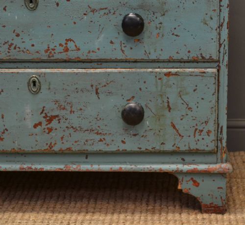 fig 1. Rustic, Painted Georgian Antique Chest of Drawers.