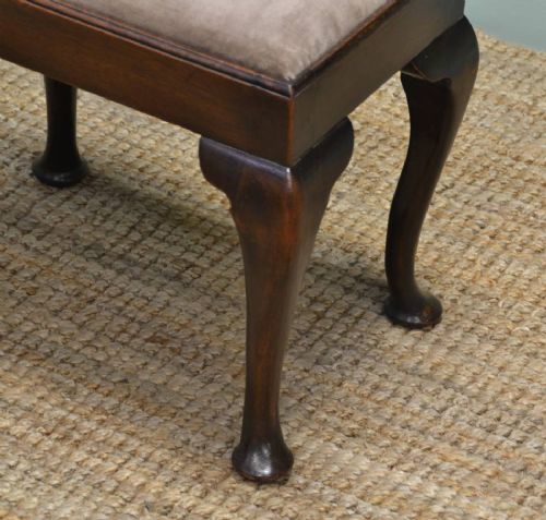 fig 2. Edwardian Walnut Antique Queen Anne Design Upholstered Stool.
