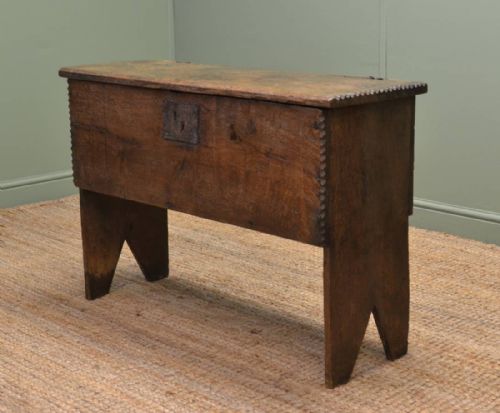 fig 2. Rare Antique 17th Century Six Plank Oak Coffer.