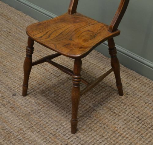 fig 2. Set of Six Victorian Elm Antique Country Kitchen Chairs.