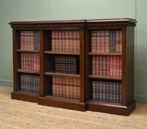 Victorian Break-fronted Antique Open Bookcase.