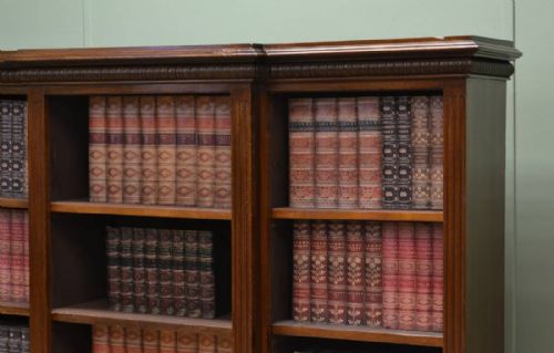 fig 2. Victorian Break-Fronted Antique Open Bookcase.