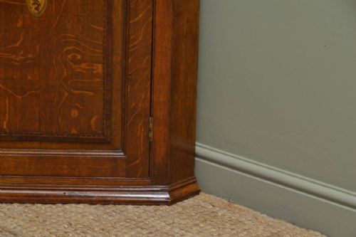 fig 1. George III Oak Antique Corner Cupboard with Shell Inlay.