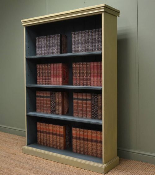 Large Victorian Painted Antique Open Bookcase.