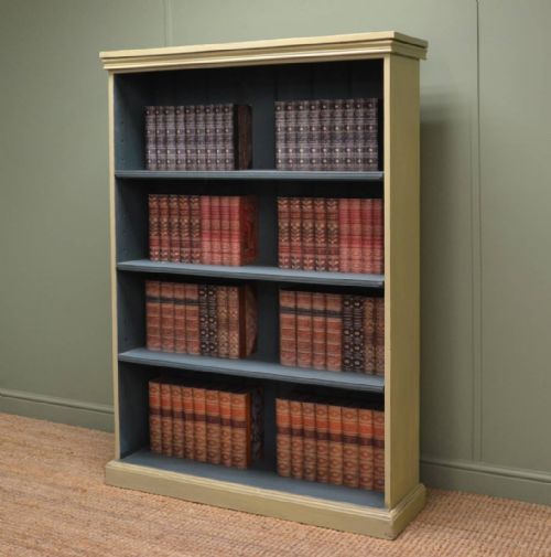 fig 1. Large Victorian Painted Antique Open Bookcase.