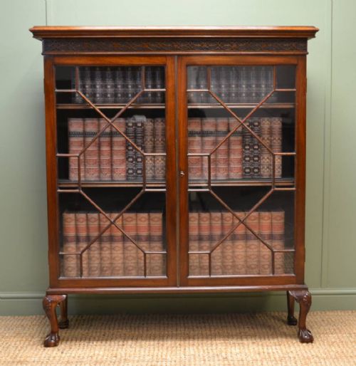Quality Edwardian Mahogany Antique Glazed Bookcase / Display Cabinet