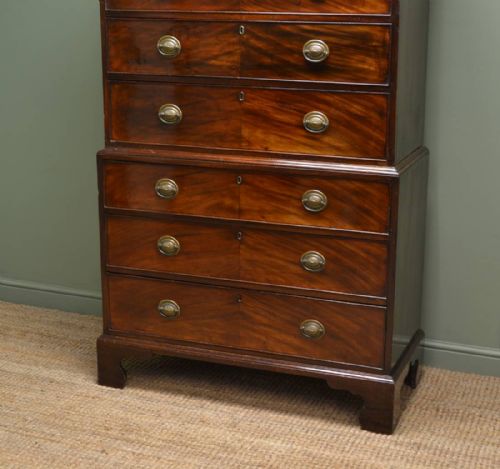 fig 1. Small Georgian Mahogany Antique Chest on Chest
