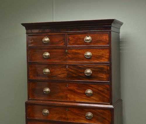 fig 2. Small Georgian Mahogany Antique Chest on Chest