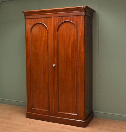 Small Victorian Mahogany Antique Double Wardrobe
