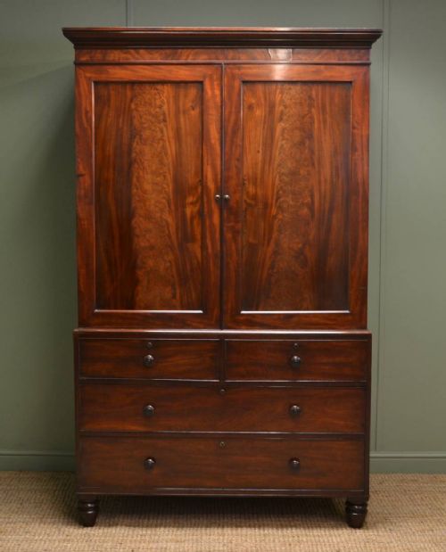 fig 1. Superb Quality Regency Mahogany Antique Linen Press