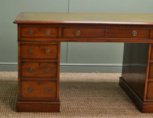 fig 2. Large, Characterful, Victorian Mahogany Antique Pedestal Desk