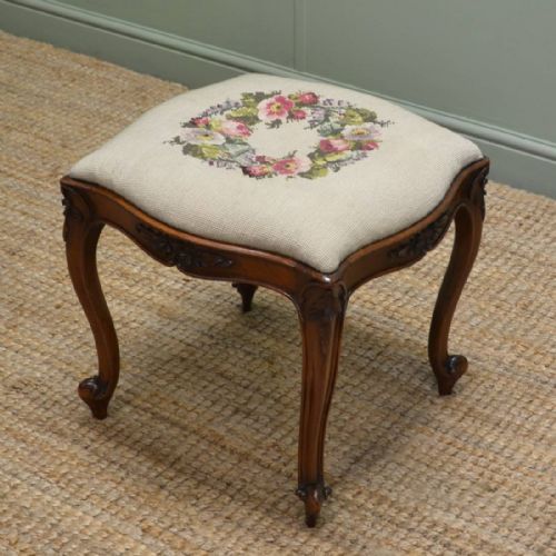 Victorian Walnut Decorative Antique Stool