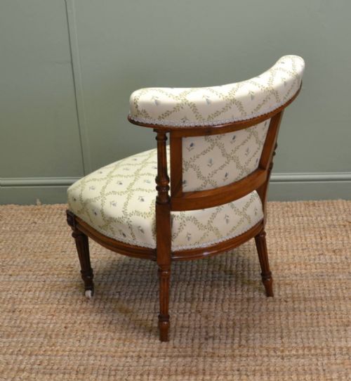 fig 1. Quality Victorian Walnut Small Upholstered Antique Chair