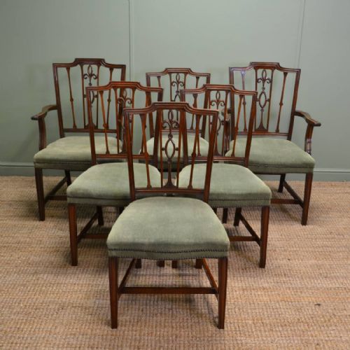 Set of Six Edwardian Mahogany Antique Dining Chairs