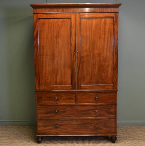 Superb Quality Regency Mahogany Antique Linen Press