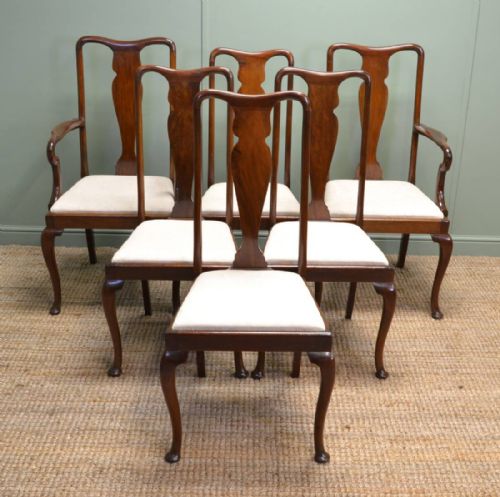Fine Quality, Set of Six, Antique Mahogany Edwardian Dining Chairs