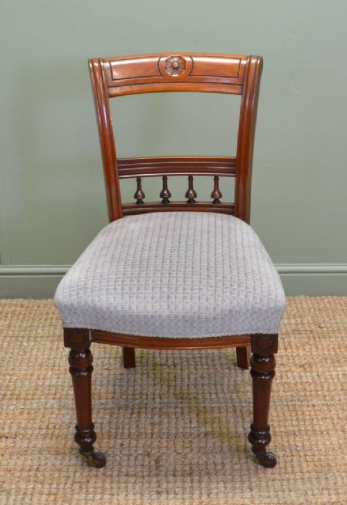 fig 1. Set of Six Victorian Walnut Antique Dining Chairs.
