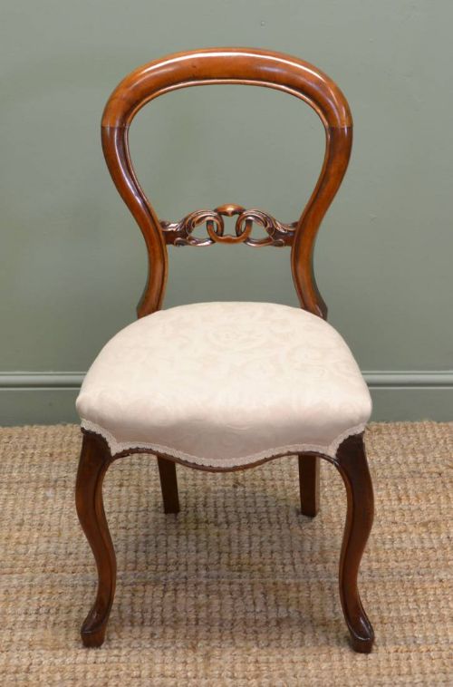 fig 1. Set of Six Victorian Walnut Antique Balloon back Dining Chairs
