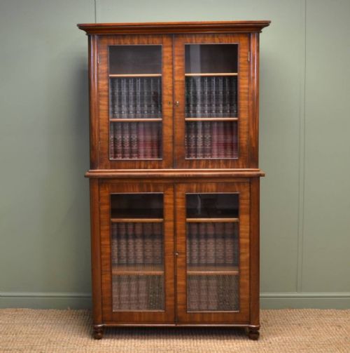 Unusual, Small, Regency Mahogany Antique Glazed Bookcase
