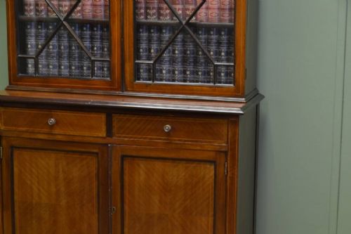fig 2. Edwardian Mahogany Antique Glazed Bookcase on Cupboard