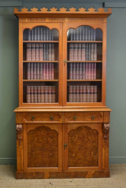 fig 1. Rare Pollard Oak Arts & Crafts Antique Victorian Bookcase.