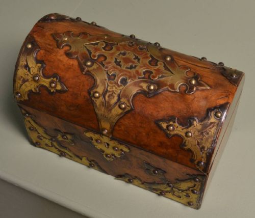 fig 1. Antique Victorian Figured Walnut Domed Top Casket