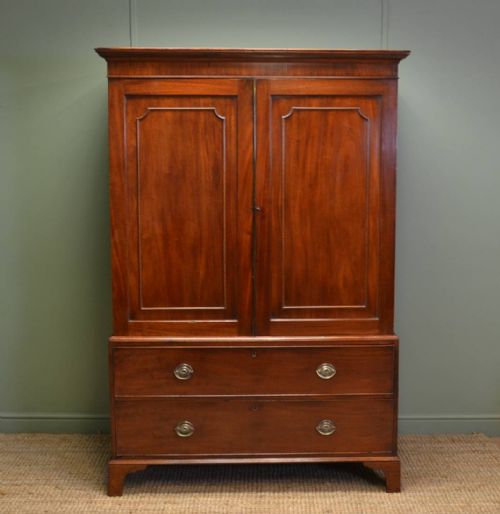 Georgian Mahogany Antique Linen Press of Small Proportions