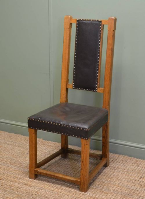 fig 2. Unusual, Set of Eight, Arts & Crafts Antique Oak Dining Chairs