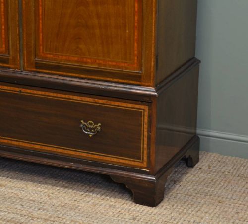 fig 1. Large Edwardian Inlaid Mahogany Antique Double Wardrobe