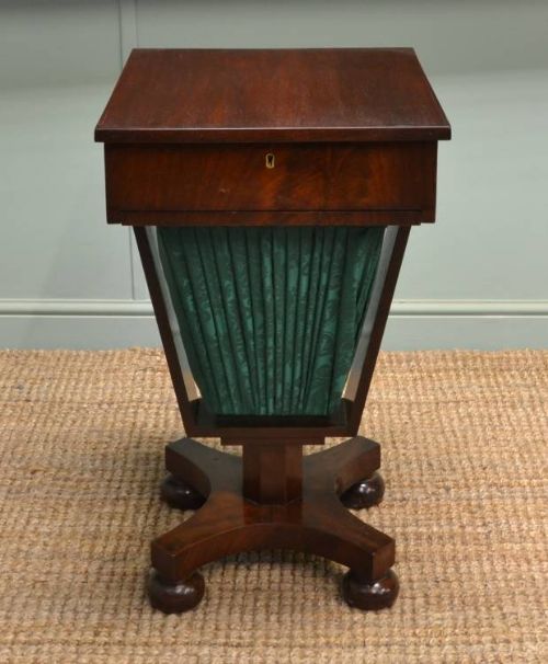 William IV Mahogany Antique Workbox / Side Table.