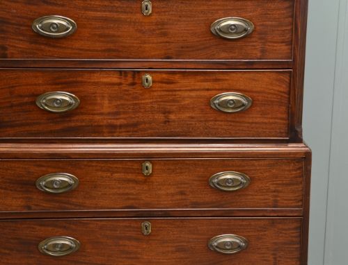 fig 1. Quality George III Figured Mahogany Antique Chest on Chest.