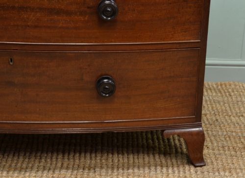 fig 1. Quality Regency Mahogany Bow fronted Chest of Antique Drawers.