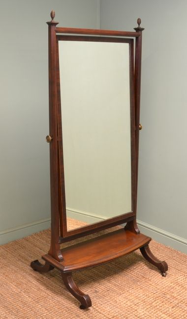 Elegant Victorian Mahogany Antique Cheval Mirror.