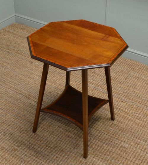 Antique Edwardian Mahogany Hexagonal Inlaid Occasional Table - Free Delivery