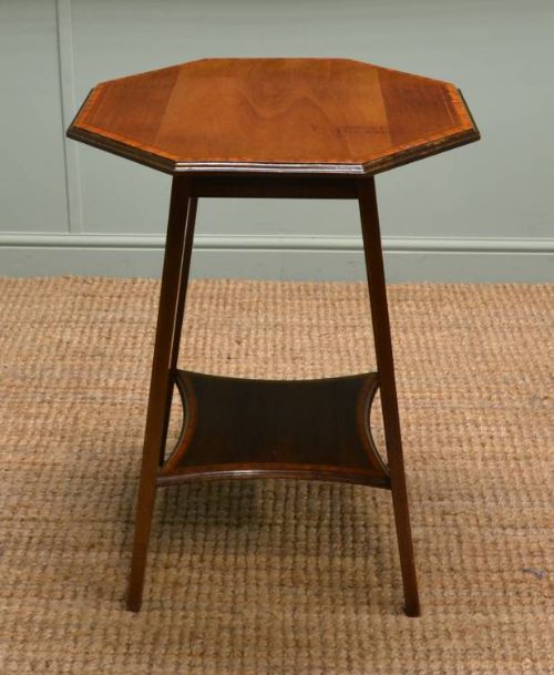 fig 1. Antique Edwardian Mahogany Hexagonal Inlaid Occasional Table - FREE DELIVERY