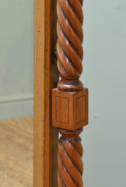 fig 1. Decorative Victorian Walnut Antique Cheval Mirror.