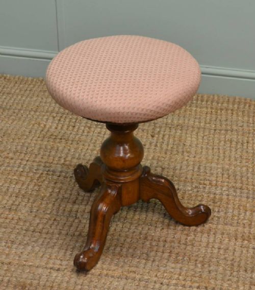 Antique Victorian Mahogany Adjustable Piano Stool.