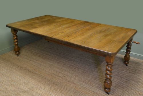 Large Edwardian Ash Antique Wind Out Dining Table