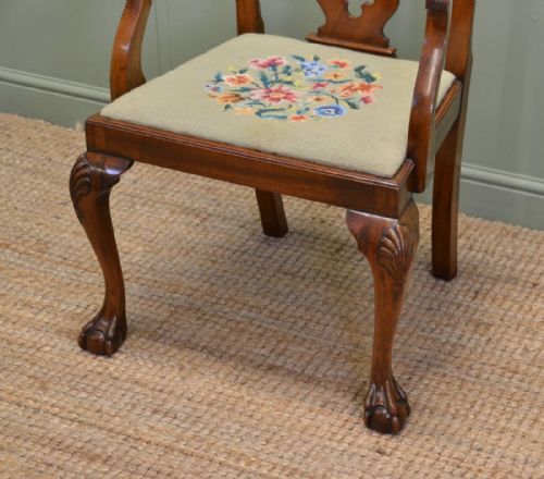 fig 2. Pair of Edwardian, Chippendale Style, Mahogany Antique Carver Armchairs