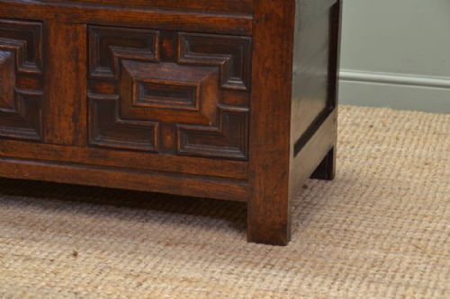 fig 1. Period Oak Antique Coffer with Geometric Detailing