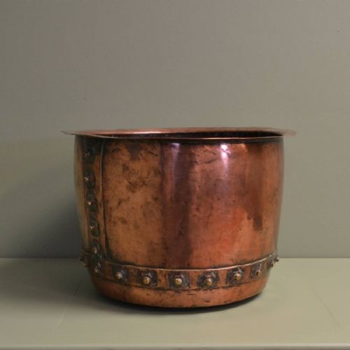 Decorative Antique Arts & Crafts Copper Log Bin / Planter