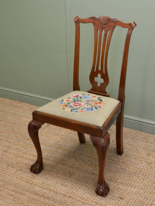 fig 1. Pair of Edwardian, Chippendale Style, Mahogany Antique Chairs