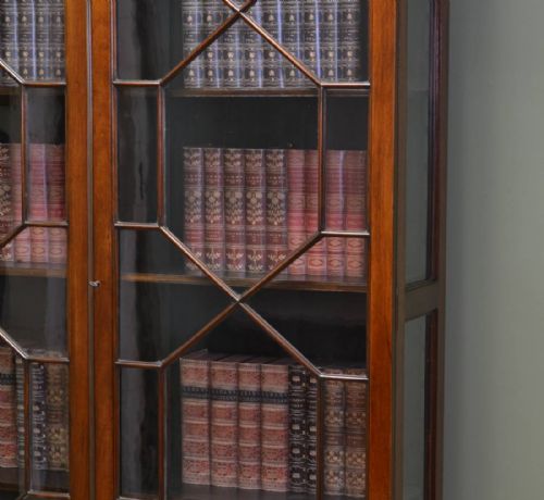 fig 2. Tall Victorian Walnut Antique Glazed Bookcase