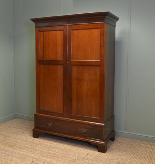Quality Edwardian Antique Walnut Double Wardrobe