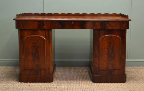 Unusual Antique Victorian Flamed Mahogany Scottish Desk