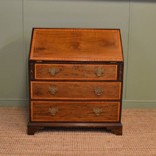 Antique Victorian Inlaid Walnut Bureau