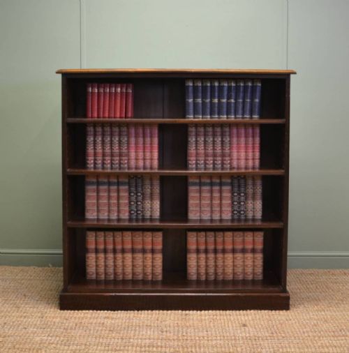 Large Victorian Walnut Antique Open Bookcase