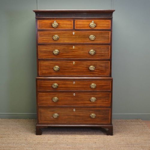 Quality Georgian Antique Mahogany Chest on Chest with Cross Banding