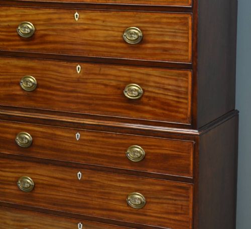 fig 2. Quality Georgian Antique Mahogany Chest on Chest with Cross Banding