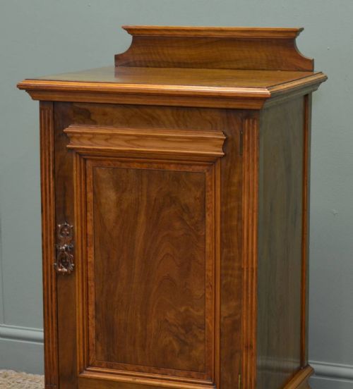 fig 2. Superb Quality Antique Victorian Figured Walnut Bedside Cabinet